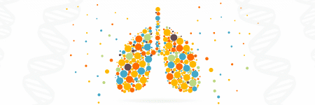 Illustration of lungs with DNA helices