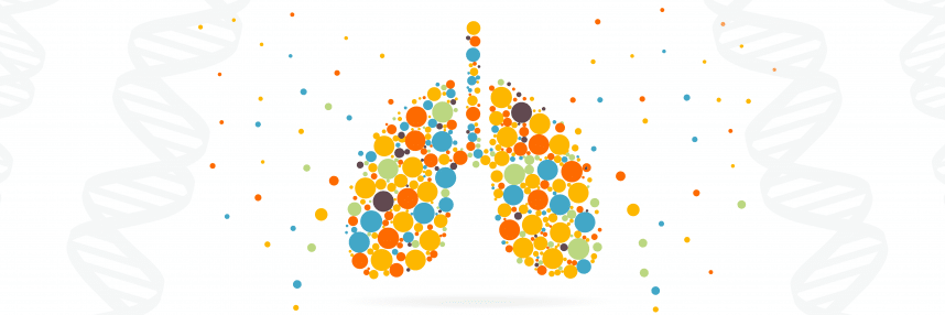 Illustration of lungs with DNA helices