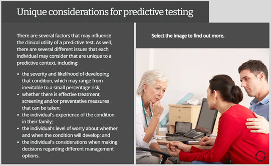 Example of part of the course. Shows text alongside an image of a medical consultation