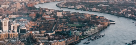 An aerial view of the city of London