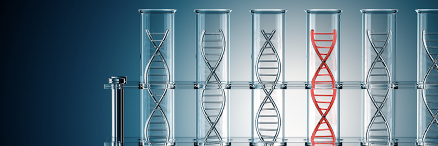 test tubes containing DNA helix