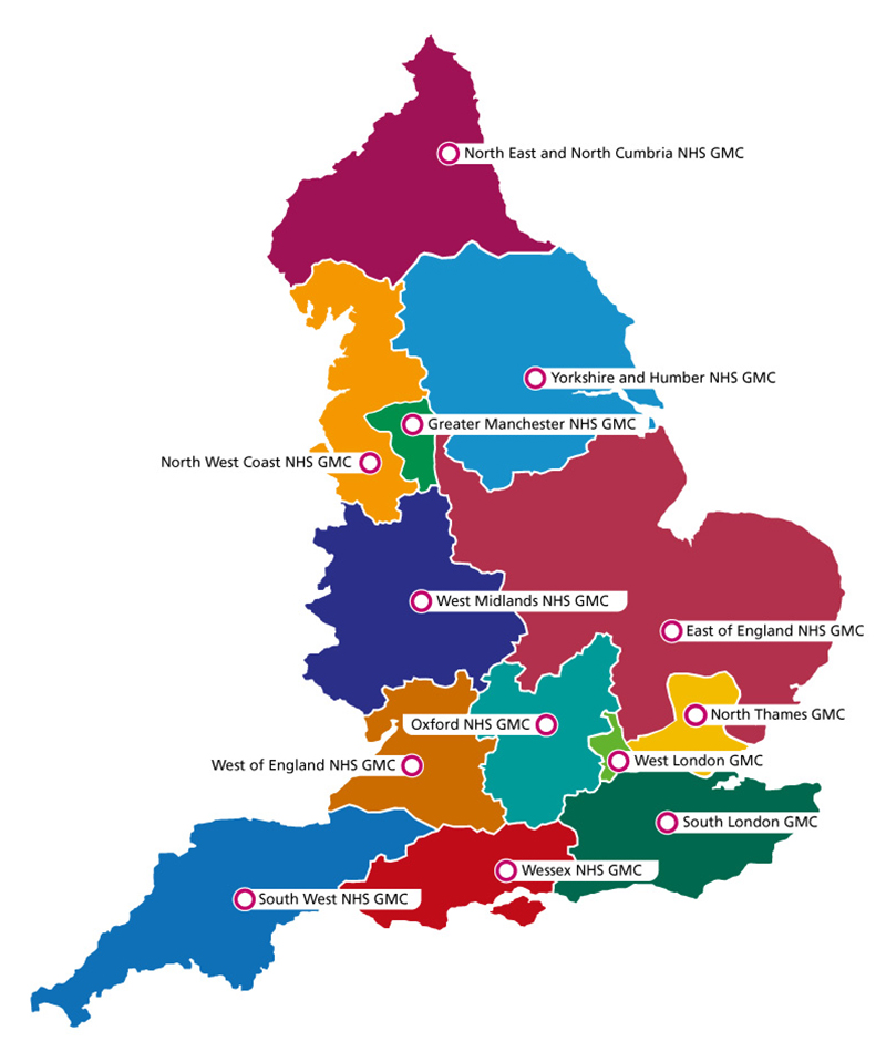 Map of NHS GMCs