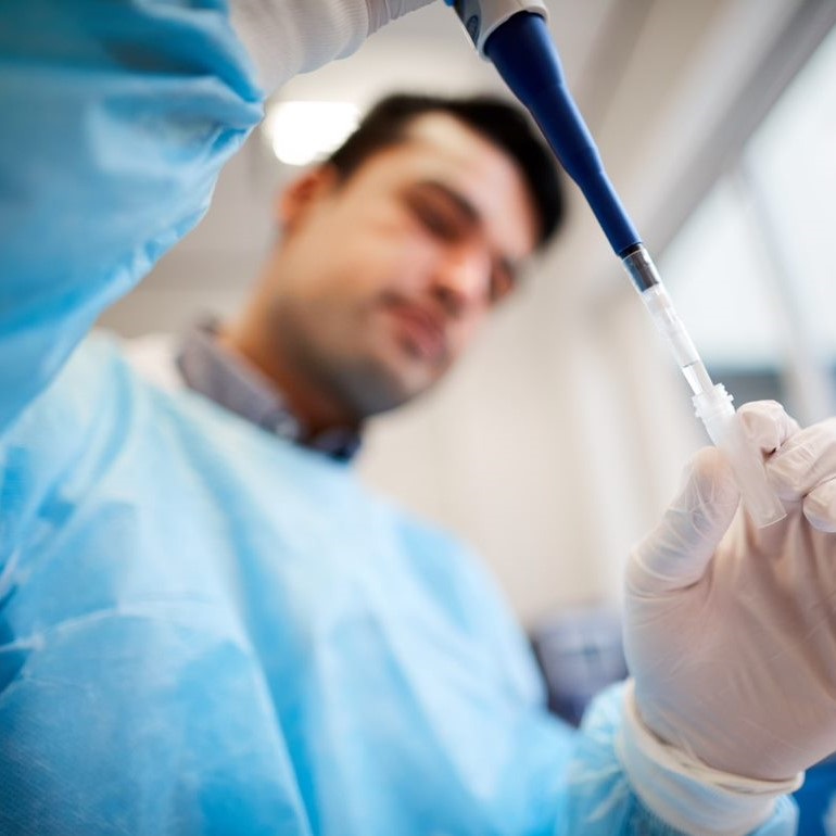 Biomedical scientists working in an NHS laboratory