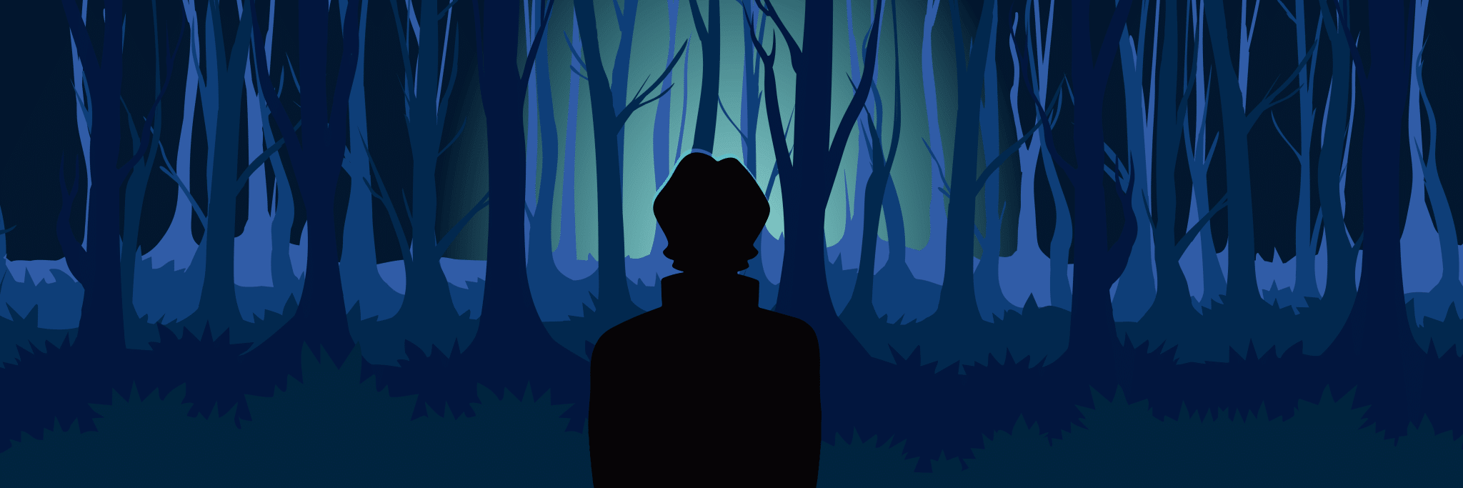 A person lost in the forest, representing the experience of someone who is on the diagnostic odyssey.